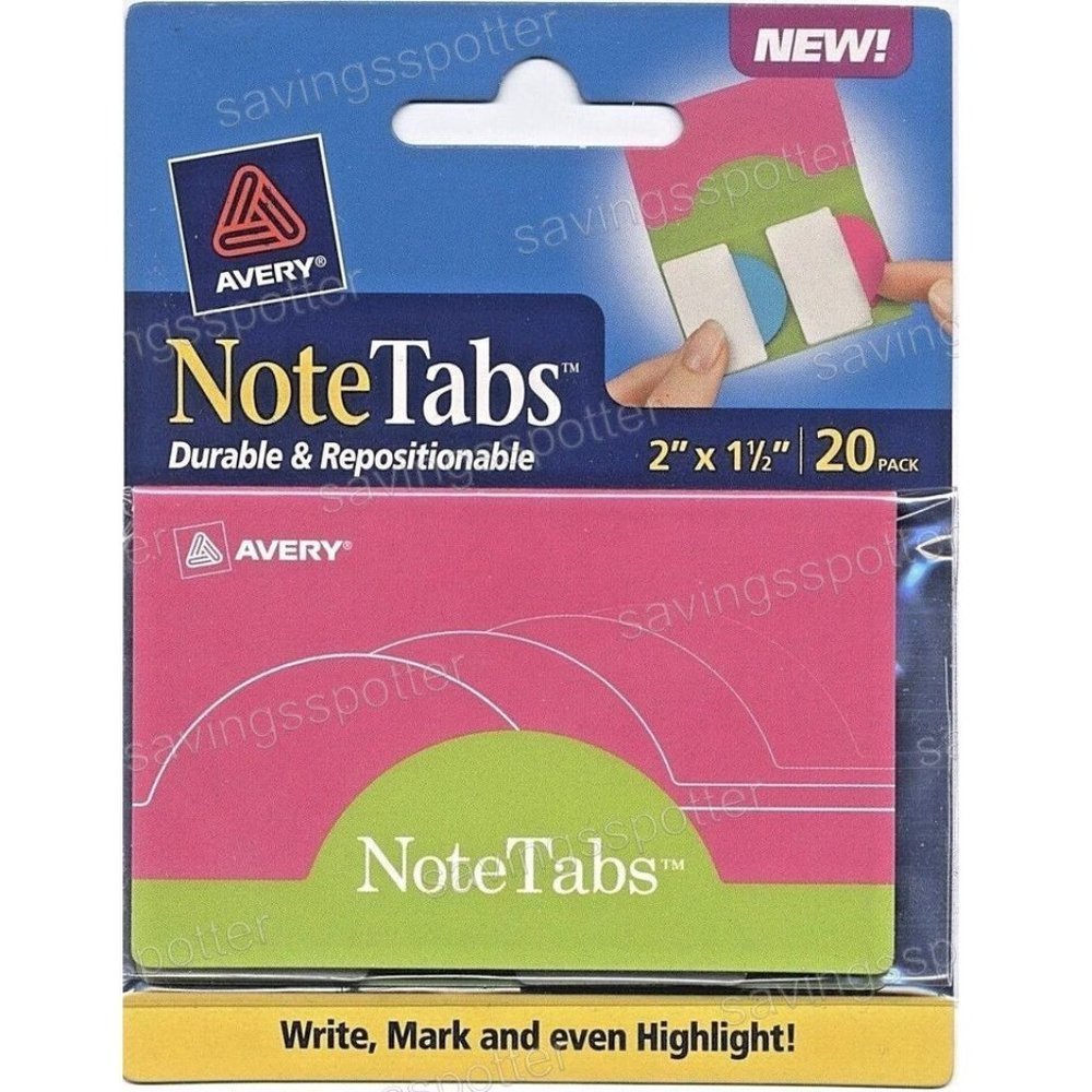 NEW!   Avery Notetabs Books 2" x 1.5" Note Tabs Round Edge - Pink & Blue 20 Pk - Picture 2 of 4